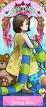  art_nouveau bare_shoulders bow brown_eyes brown_hair castle character_name child dragon_ash dress flower highres looking_at_viewer looking_back ribbon scp-053 scp_foundation solo standing stuffed_animal stuffed_toy toy wings 