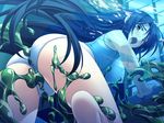  1girl black_hair blush game_cg long_hair one-piece_swimsuit open_mouth orion_heart_~injoku_no_suku_mizu_sailor_senshi~ portion saeki_hokuto swimsuit uzumiya_aoi water wet yellow_eyes 