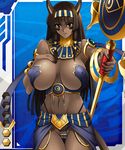  1girl asagiri breasts brown_hair card_(medium) dark_skin egyptian erect_nipples eyfaal female huge_breasts lilith-soft nail_polish solo taimanin_asagi taimanin_asagi_battle_arena 