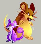  cute duo feral mammal nintendo open_mouth plain_background pok&#233;mon pok&eacute;mon rat raticate rattata rodent smile spacesmilodon standing video_games whiskers yellow_eyes 