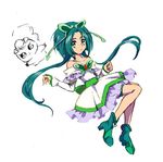  akimoto_komachi cure_mint elbow_gloves frilled_skirt frills full_body gloves green_eyes green_hair hair_ornament long_hair lowres magical_girl nuts_(yes!_precure_5) penki precure skirt twintails white_background yes!_precure_5 