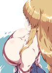  arc_the_lad arc_the_lad_ii bare_shoulders blonde_hair breasts cleavage detached_sleeves downblouse from_above huge_breasts jpeg_artifacts lieza long_hair pointy_ears sidelocks solo tokyo_(great_akuta) water 
