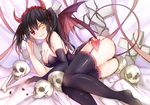  bare_shoulders black_hair bone breasts cleavage clock_eyes date_a_live demon_girl garter_straps heterochromia horns large_breasts lolita_fashion long_hair red_eyes skull smile solo succubus sunege_(hp0715) symbol-shaped_pupils tail tokisaki_kurumi twintails wings yellow_eyes 