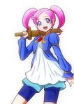  :d bakusai bike_shorts blue_jacket blue_legwear blush choker dokidoki!_precure eyelashes hair_ornament happy jacket looking_at_viewer marie_ange open_mouth pink_hair precure shirt short_hair shorts shorts_under_skirt simple_background skirt smile solo standing sword twintails weapon white_background wooden_sword younger 