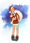  blush boots breath christmas dethmath fang free! hat male_focus mikoshiba_momotarou orange_hair santa_costume santa_hat smile snow solo 