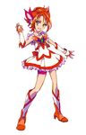  boots cure_rouge frilled_skirt frills full_body gloves hair_ornament high_heels knee_boots looking_at_viewer magical_girl miniskirt natsuki_rin open_mouth orange_eyes orange_hair penki precure red_shorts short_hair shorts skirt solo white_background yes!_precure_5 
