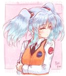  blue_hair blush hoshino_ruri kidou_senkan_nadesico long_hair ryou_(shirotsumesou) solo twintails uniform yellow_eyes 