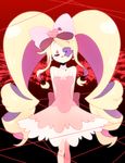  blonde_hair bow closed_eyes drill_hair eyepatch harime_nui huge_bow kill_la_kill life_fiber long_hair peachmaiden pink_bow ribbon smile solo twin_drills twintails very_long_hair 