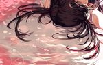  asahina_hiyori bad_id bad_pixiv_id black_hair cherry_blossoms kagerou_project lying out_of_frame petals sakekasu solo twintails 