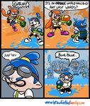  brawl_in_the_family comic earthbound english_text eyewear female glasses goggles headphones human inkling male mammal matthew_taranto orange_eyes paint splatoon text 