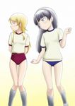  bad_id bad_pixiv_id black_hair blonde_hair buruma gokou_ruri green_eyes grey_eyes gym_uniform hairband highres kneehighs kousaka_kirino mole mole_under_eye multiple_girls official_style ore_no_imouto_ga_konna_ni_kawaii_wake_ga_nai sakaki_youma 