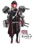 cape character_name commentary epaulettes high_heels hms_orion hms_orion_(siirakannu) kantai_collection original red_hair royal_navy siirakannu solo thighhighs turret uniform union_jack 