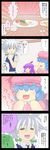  4koma bad_id bad_pixiv_id blood breakfast check_translation comic cup doujinshi food fork hat highres izayoi_sakuya mizuki_sei multiple_girls nosebleed patchouli_knowledge remilia_scarlet sunny_side_up_egg tearing_up touhou translated translation_request uu~ yukkuri_shiteitte_ne 