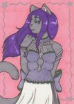  breasts feline female foxytangerine hair long_hair mammal mrilly multi_breast purple_hair solo traditional_media 