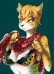  blonde_fur breasts buried_frog feline female fur mammal orange_eyes solo white_fur yellow_fur 