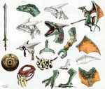  aeralfos anthro bandage concept_art dragon nude open_mouth scalie shield sword the_legend_of_zelda twilight_princess video_games weapon wings 