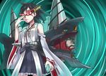  bad_id bad_nicoseiga_id black_hair blue_eyes chouginga_dai-gurren crossover drill headgear kamina_shades kantai_collection kirishima_(kantai_collection) nontraditional_miko short_hair skirt solo spiral_power sunglasses tengen_toppa_gurren_lagann tenrai thighhighs 