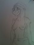  clothing cute dragon dubious female monochrome nipple_tape solo tape traditional_media uncolored 