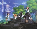  absurdres ahoge aircraft_carrier akiyama_yukari artist_request black_eyes black_hair black_legwear blue_hair blush book brown_eyes brown_hair caterpillar_tracks cloud copyright_name day emblem girls_und_panzer ground_vehicle hairband headphones highres holding isuzu_hana loafers long_hair messy_hair military military_vehicle miniskirt motor_vehicle mountain multiple_girls neckerchief nishizumi_miho official_art on_vehicle one_eye_closed ooarai_(emblem) ooarai_school_uniform open_book open_mouth orange_eyes orange_hair outdoors panzerkampfwagen_iv pleated_skirt reading reizei_mako scan school_uniform ship shoes short_hair sitting skirt sky smile socks standing stretch takebe_saori tank thighhighs throat_microphone tree warship watercraft zuikaku_(girls_und_panzer) 