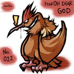  avian beak bird dripping eating english_text fearow momorodent nintendo pikachu pok&#233;mon pok&eacute;mon standing talons text video_games wings 