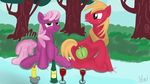  big_macintosh_(mlp) candle cheerilee_(mlp) cheerilie cutie_mark duo equine female forest friendship_is_magic hair horse jbond male mammal my_little_pony outside picnic pink_hair pony romantic signature sitting tree wine_glass 