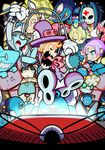  6+boys 6+girls avery_(skullgirls) bandage big_band black_hair blonde_hair blue_eyes bomb brown_hair bun_cover chair controller double_bun dr._avian_(skullgirls) dr_avian_(skullgirls) dress fin fins glasses goggles grin hair_over_one_eye hat hive_(skullgirls) ileum_(skullgirls) kuchibashi_(9180) leduc_(skullgirls) long_hair long_tongue mask mechanical_arms multiple_boys multiple_girls old_man open_mouth orange_hair peacock_(skullgirls) popcorn red_eyes remote_control saxaphone shark short_hair sitting skullgirls smile stanley_whitefin stitches teeth television tommy_ten-tons tongue tongue_out top_gat top_hat yellow_sclera 