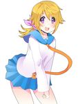  blonde_hair charlotte_dunois colorfag colorized cosplay drawfag hair_ribbon hanazawa_kana heart heart-shaped_pupils infinite_stratos long_hair low_ponytail nisekoi onodera_kosaki onodera_kosaki_(cosplay) purple_eyes ribbon school_uniform seiyuu_connection serafuku solo symbol-shaped_pupils white_background 