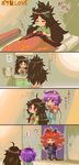  =_= ? ahoge bathroom brushing_teeth comic futon hair_dryer highres kaenbyou_rin komeiji_satori messy_hair mirror multiple_girls pajamas reflection reiuji_utsuho sankuma sleepy touhou translated unyu 