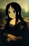  akiyama_mio black_hair brown_eyes fine_art_parody k-on! long_hair mona_lisa parody solo 