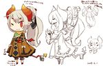  bag chibi copyright_request demon_girl demon_tail demon_wings fang grey_hair handbag horns long_hair mota open_mouth ponytail red_eyes tail wings 