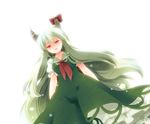  bad_id bad_pixiv_id chaba_(hortensia) ex-keine green_hair horns kamishirasawa_keine long_hair red_eyes ribbon solo tears touhou 