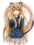  animal_ears bad_id bad_pixiv_id blonde_hair brown_eyes cat_ears cat_tail k-on! kokotetsu kotobuki_tsumugi long_hair paw_pose school_uniform solo tail 