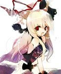  alternate_costume bare_shoulders blonde_hair bow fang fingerless_gloves gloves hair_bow horns ibuki_suika prino_hawell red_eyes simple_background sketch solo touhou white_background 