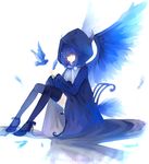  bad_id bad_pixiv_id bird blue_hair chair dhiea dhiea_seville horns pause sitting solo thighhighs wings yellow_eyes 