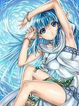  armpits blue_eyes blue_hair bracelet breasts choker dress jewelry large_breasts legs long_hair olha_(ys) pointy_ears saburou_(hgmg) solo very_long_hair ys ys_vi_ark_of_napishtim 