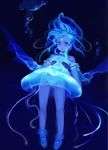  blue_hair dress jellyfish monster_girl original panties personification polka_dot polka_dot_panties see-through solo underwater underwear wet wet_clothes won_(toufunokado) 