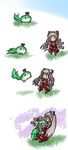  4koma :3 bfa chibi comic ex-keine fujiwara_no_mokou kamishirasawa_keine kamishirasawa_keine_(hakutaku) silent_comic sukusuku_hakutaku touhou 