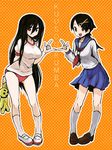  \m/ black_hair breasts brown_eyes buruma fuura_kafuka gym_uniform hair_ornament hairclip komori_kiri large_breasts legs loafers long_hair multiple_girls open_mouth red_eyes sanosuke sayonara_zetsubou_sensei school_uniform serafuku shoes shuuhei_(shoohey) skirt smile symmetrical_hand_pose uwabaki very_long_hair 