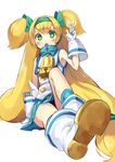  blazblue blonde_hair gloves green_eyes gurasion_(gurasion) hairband long_hair low-tied_long_hair platinum_the_trinity quad_tails solo v 