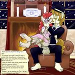 anal candle chastity chastity_piercing cub equine eyewear female friendship_is_magic gentle_coltte_of_leisure hat horse jewelry kissing male mammal monocle my_little_pony original_character piercing plate pony sitting smudge_proof straight twist_(mlp) young 