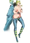  alternate_breast_size black_hair blonde_hair breasts double_bun huge_breasts jojo_no_kimyou_na_bouken kuujou_jolyne multicolored_hair multiple_girls nipples pubic_hair stand_(jojo) stone_free tamamono_atae topless two-tone_hair 