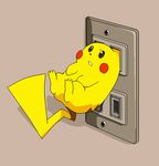  brown_background electric_socket gen_1_pokemon lowres no_humans oekaki pikachu pokemon pokemon_(creature) simple_background source_request 