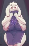  &lt;3 2018 absurd_res anthro apron big_breasts breasts caprine clothed clothing delta_rune eyelashes female flashing floppy_ears front_view fur goat head_tuft hi_res horn huge_breasts light_fur long_ears looking_at_viewer mammal nervous nipple_slip nipples partially_clothed peculiart pink_nipples portrait presenting presenting_breasts red_eyes signature simple_background smile solo standing thick_thighs three-quarter_portrait toriel tuft undertale underwear video_games white_fur wide_hips 