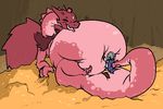  couple crown cum cum_inflation dragon excessive_cum female gold human inflation interspecies knight male mammal morbidly_obese obese okiedokielowkey overweight princess royalty scalie sex size_difference tongue towergirls 