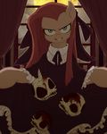  blood blue_eyes clothing earth_pony equine friendship_is_magic grin hair horse inside long_hair looking_at_viewer mammal my_little_pony pink_hair pinkamena_(mlp) pinkie_pie_(mlp) pony skull solo umeguru 