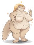  areola big_breasts big_nipples blonde_hair breasts brown_skin fangs female hair hindpaw lips long_hair navel nipples nude obese overweight paws plain_background purple_hair reptile revadiehard scalie smile solo teeth thick_thighs thighs white_background 