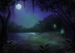  celebi forest full_moon grass haychel invalid_background lake moon night nintendo pok&eacute;mon shrine sky stars tree video_games vines water 