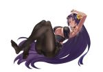  blue_eyes blush breasts fate/grand_order fate_(series) kakumayu long_hair minamoto_no_yorimitsu_(fate) pantyhose purple_hair sunglasses wet 