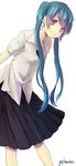  aqua_eyes aqua_hair bad_id bad_pixiv_id hatsune_miku long_hair skirt smile solo twintails vocaloid yuuji_(yujikazakiri) 