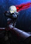  armor armored_dress artoria_pendragon_(all) black_armor blonde_hair excalibur fate/stay_night fate_(series) highres md5_mismatch revision saber_alter short_hair solo solru sword tree_branch weapon yellow_eyes 